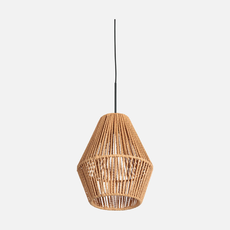 Hängeleuchte, geflochtenes beiges Seil, Diabolo-Lampenschirm Ø 20 cm | Nima