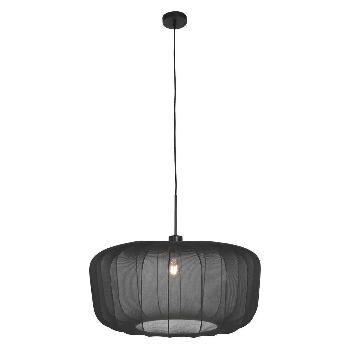 Suspension tambour noir voile Vellum, abat-jour bombé Ø 60 cm – vue 3 – Designix.fr