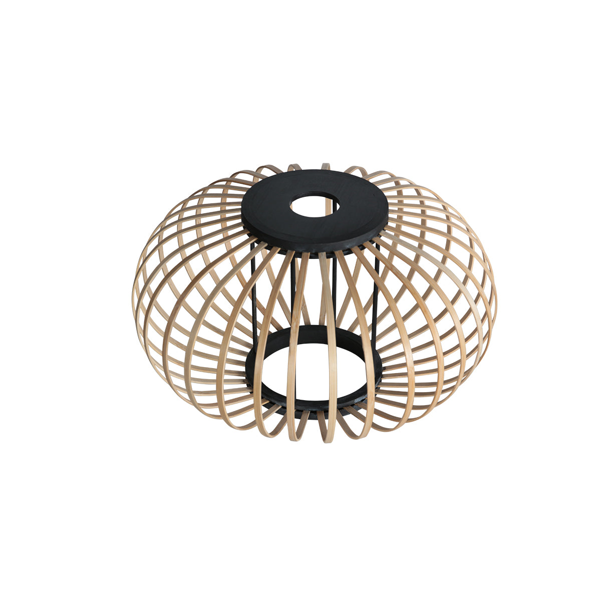 Détail de l'abat-jour cage en bambou naturel tressé de la suspension Java, Ø 31 cm