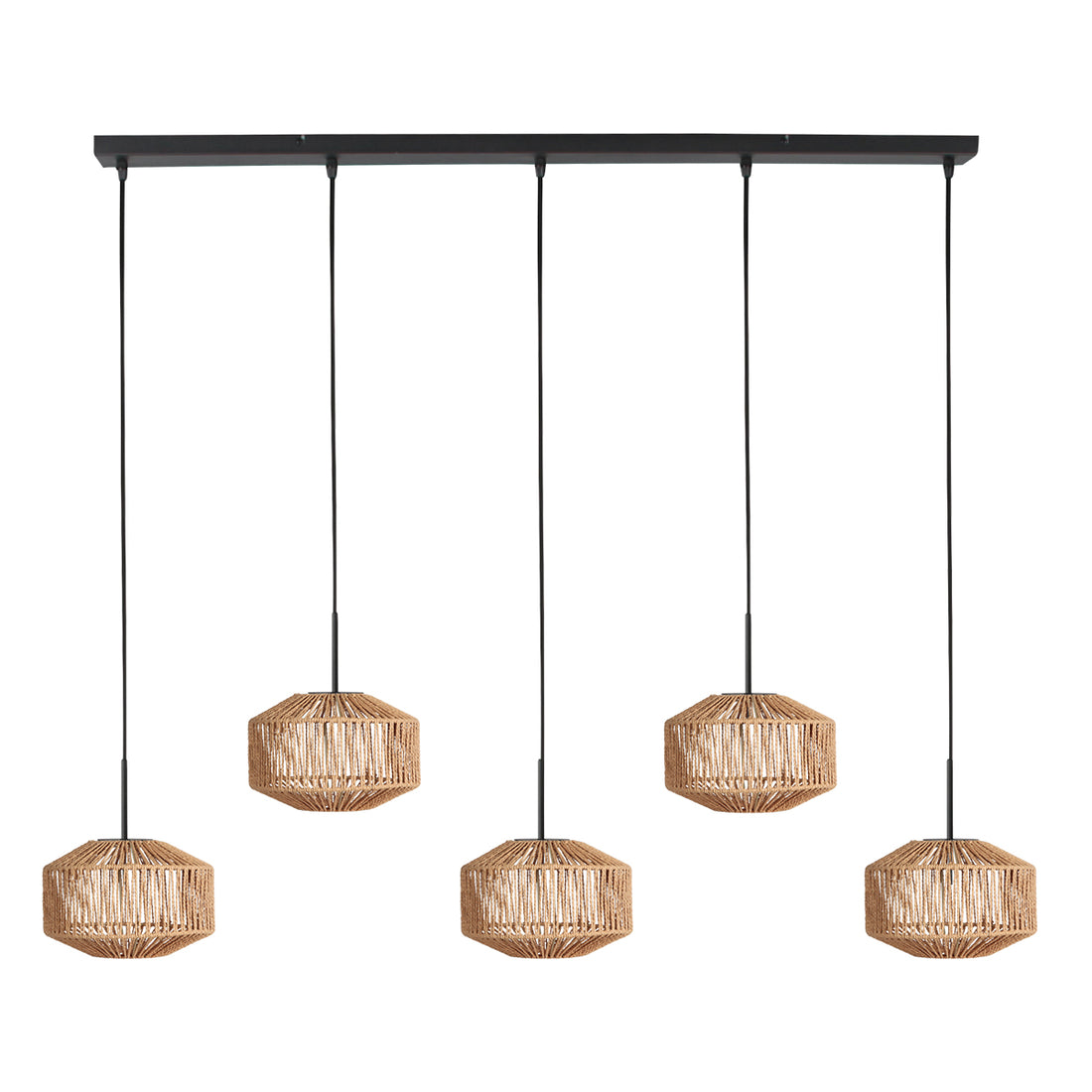 5-flammige Pendelleuchte Naturkordel, Stange 110 cm | Cordéa