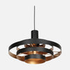 Schwarze Hängeleuchte, goldfarbenes Interieur, Ø 50 cm, Textilkabel | Halo Cirque
