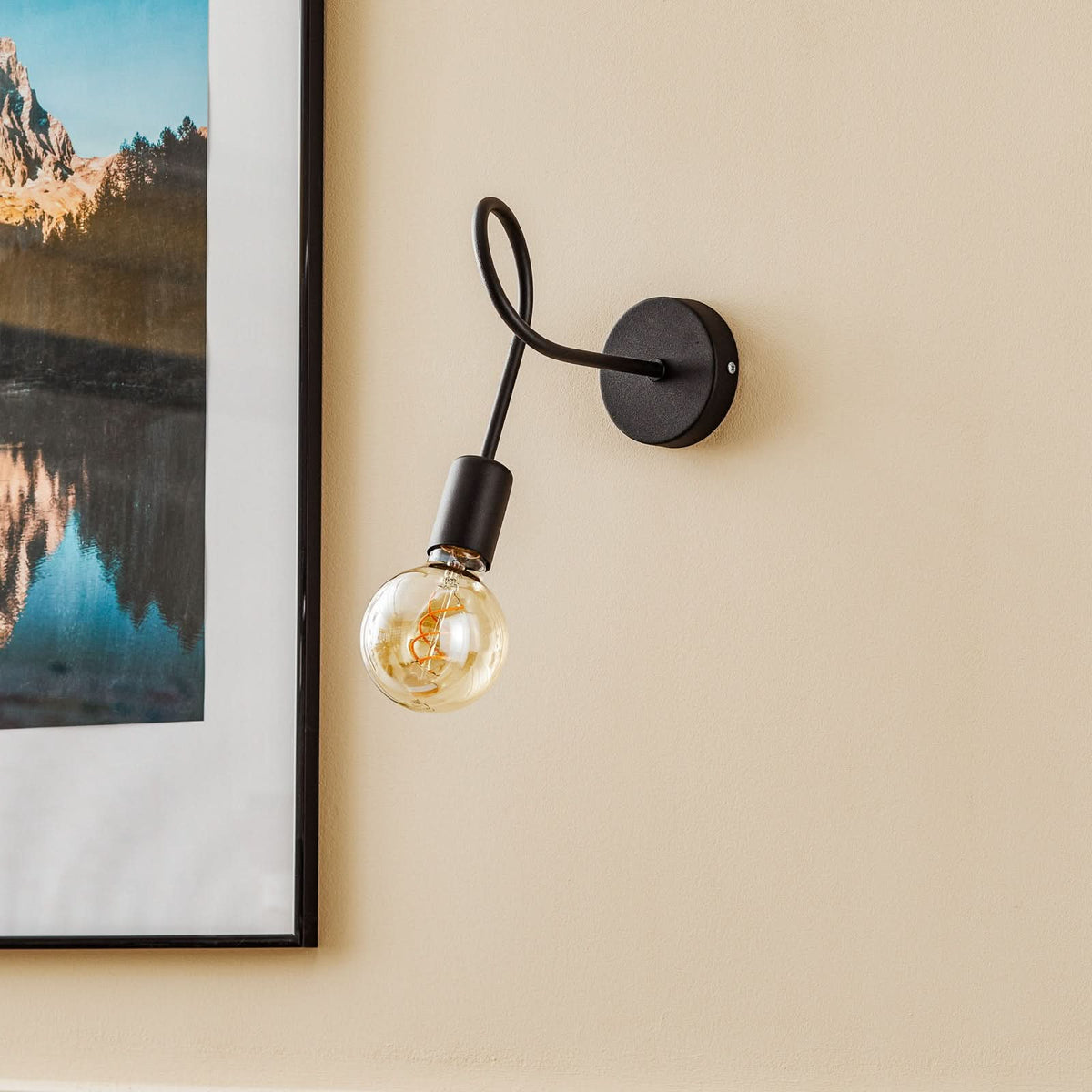 Applique murale Oxford en métal, noir, hauteur 25 cm