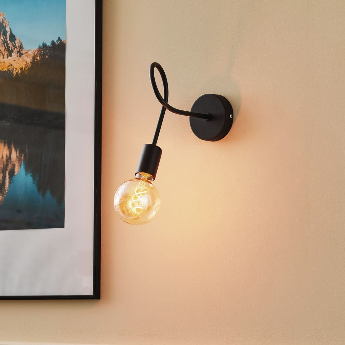 Applique murale Oxford en métal, noir, hauteur 25 cm
