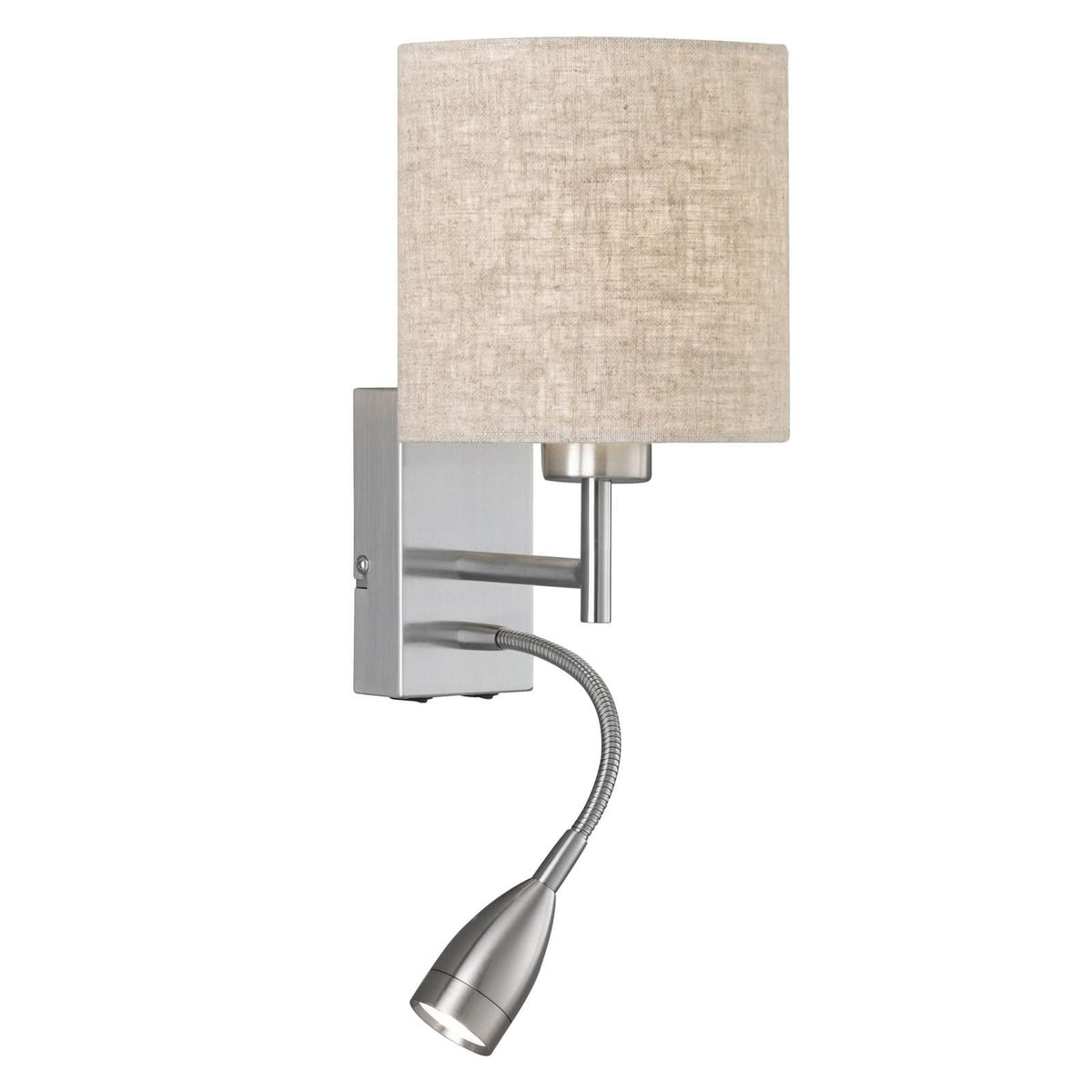Applique murale Dreamer en lin, nickel mat et sable, hauteur 20 cm