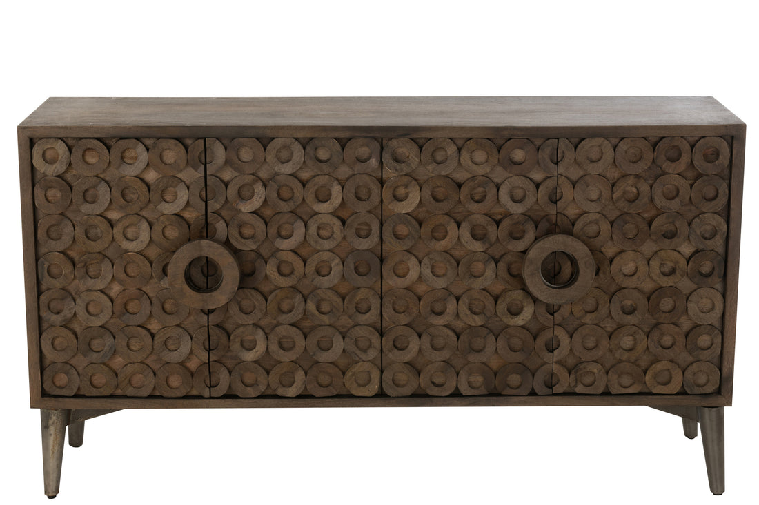 Anrichte Mangoholz MDF Braun 4 Türen | Zina