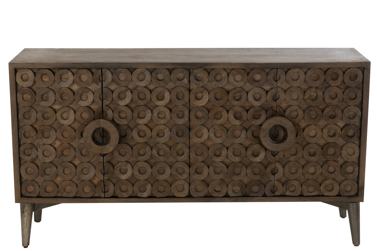 Anrichte Mangoholz MDF Braun 4 Türen | Zina