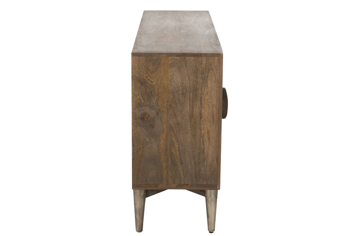 Anrichte Mangoholz MDF Braun 4 Türen | Zina