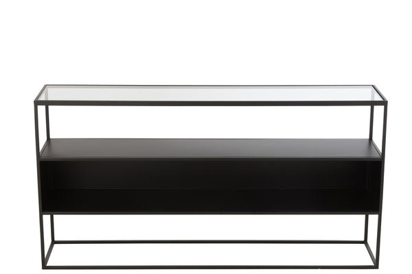 Console Métal Verre Noir Moderne