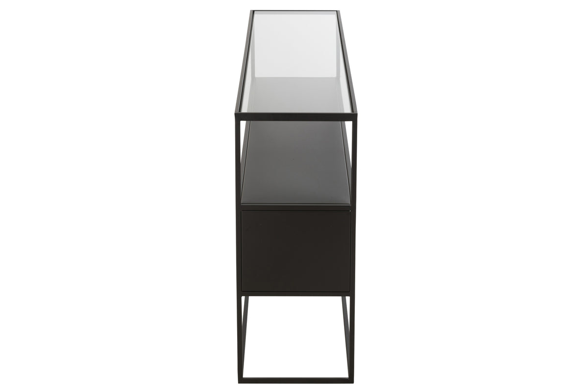 Console Métal Verre Noir Moderne