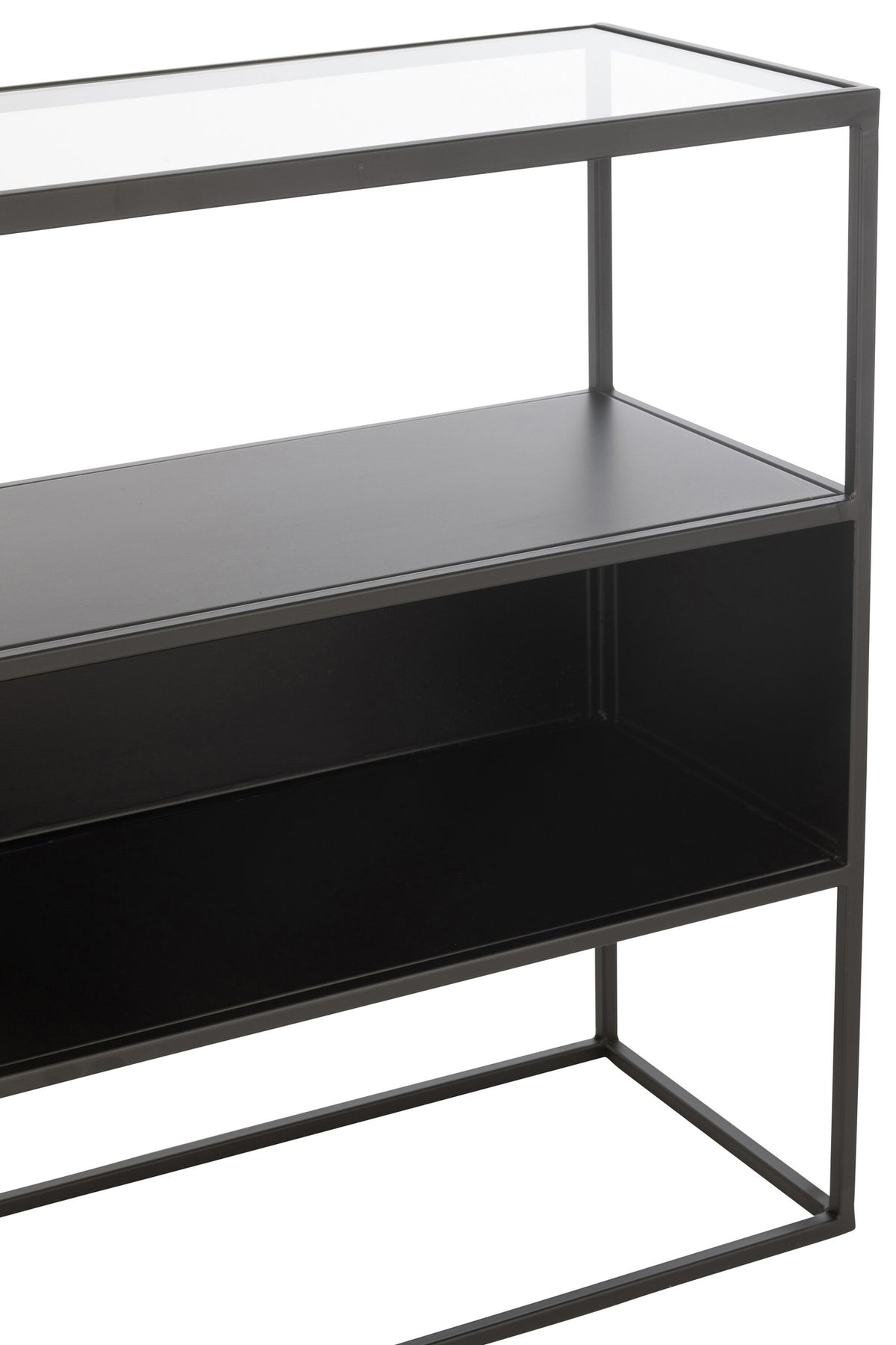 Console Métal Verre Noir Moderne
