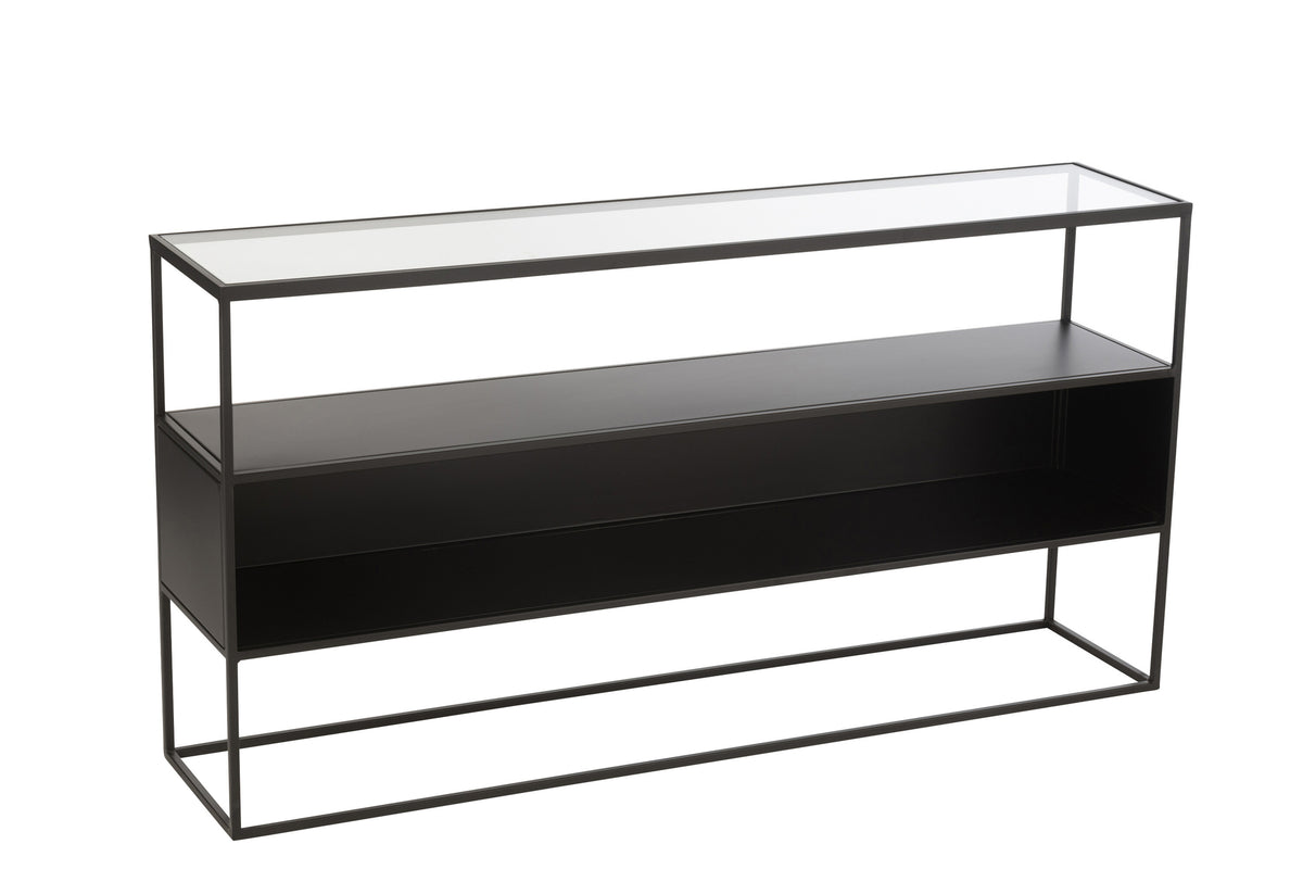Console Métal Verre Noir Moderne