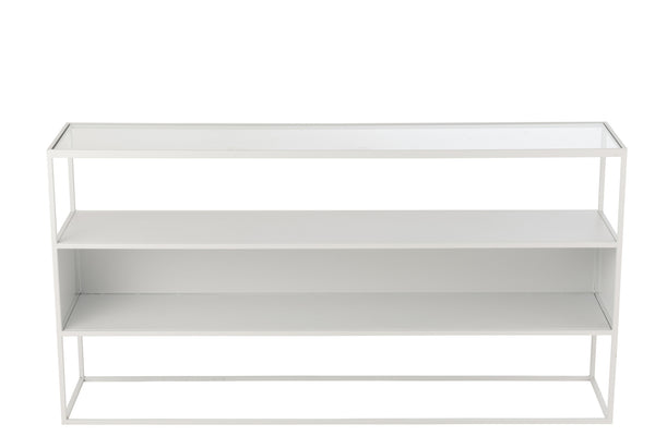 Console Métal Verre Blanche