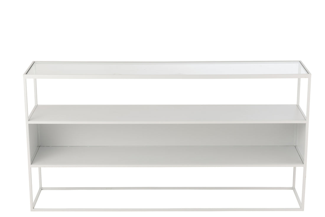 Console Métal Verre Blanche