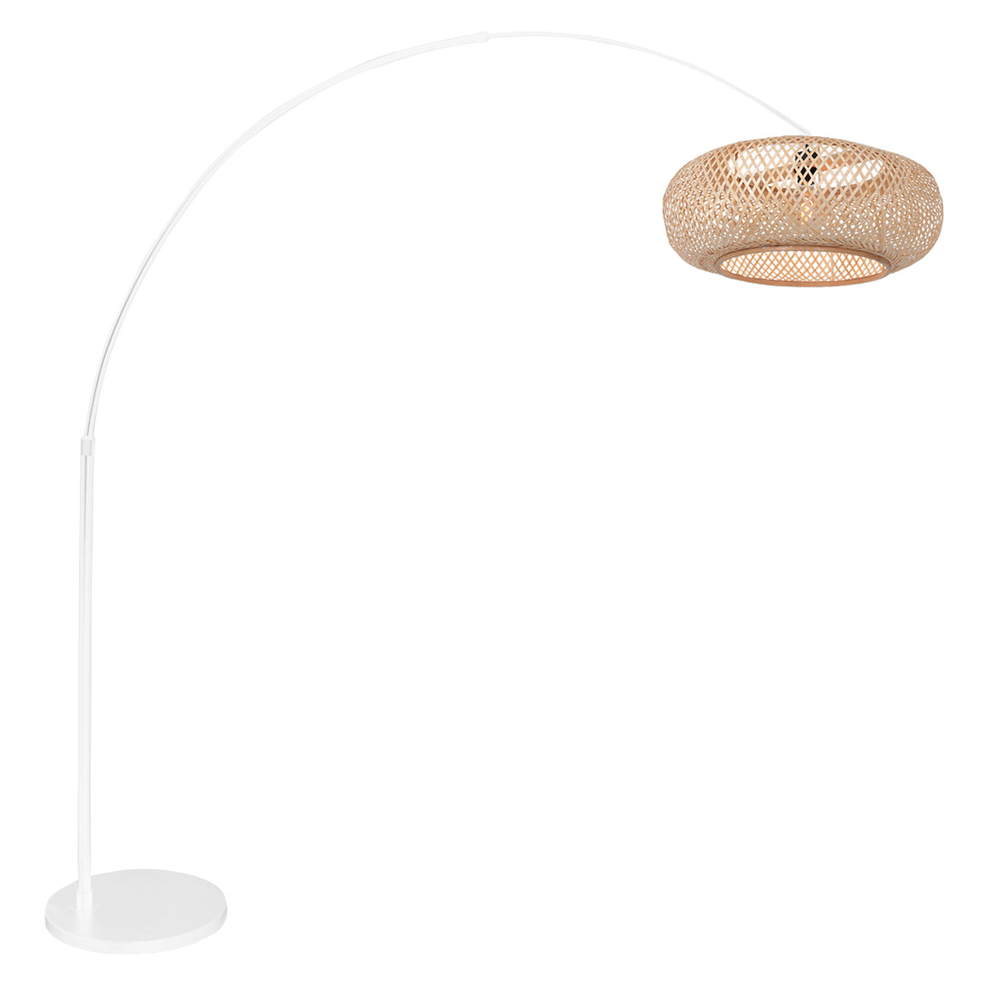 Bogenlampe aus geflochtenem Bambus, großer Lampenschirm Ø 60, Wohnzimmer | Suvani
