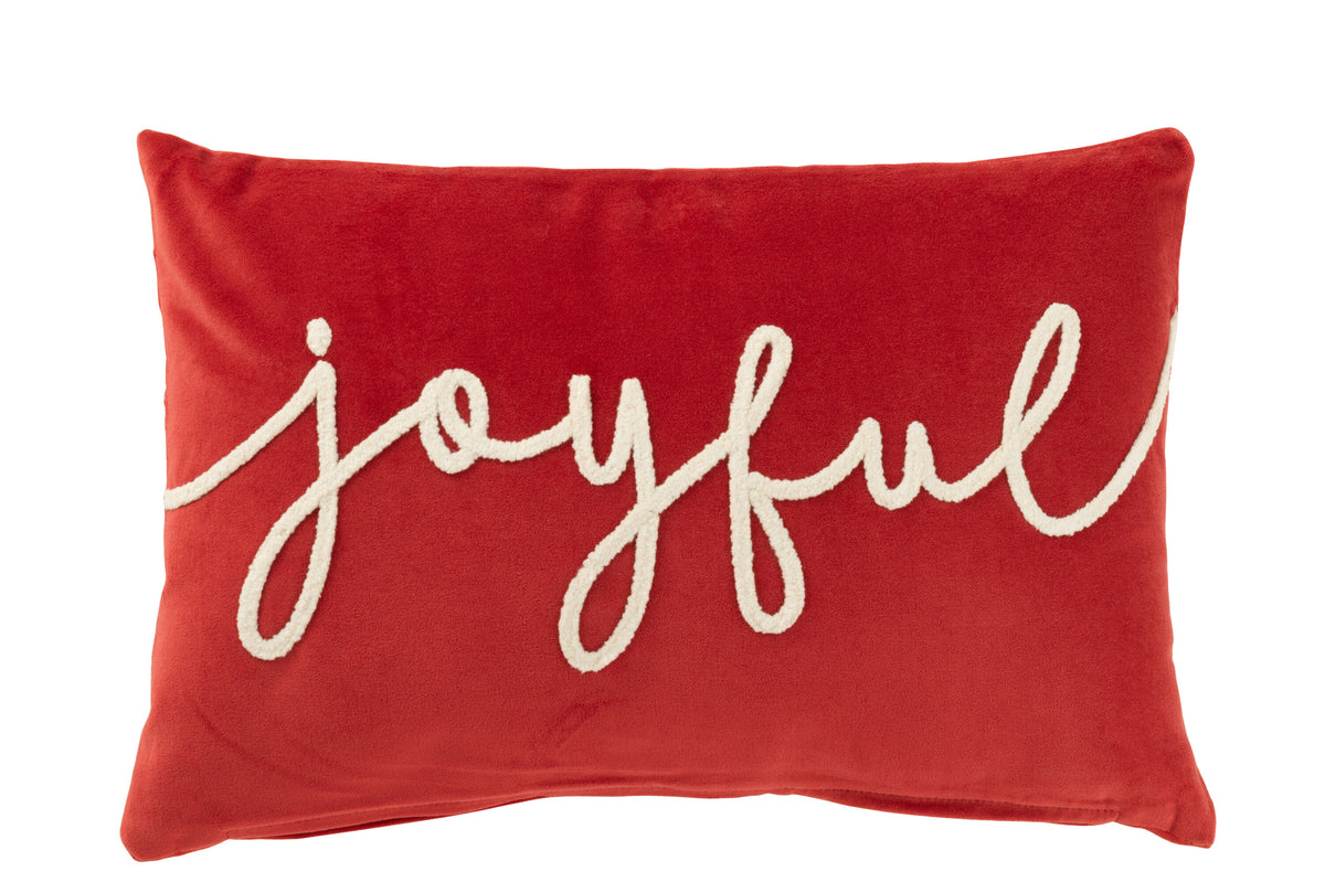 Rotes und weißes Samtkissen Joyeux
