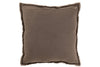 Ausgefranstes Kissen Taupe Baumwolle Polyester