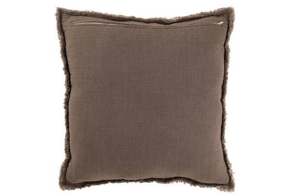 Ausgefranstes Kissen Taupe Baumwolle Polyester