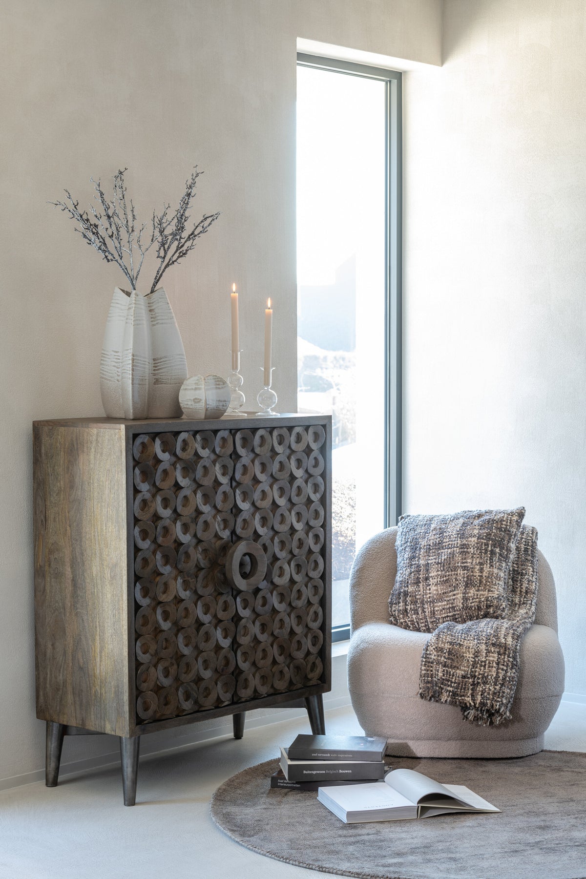 Kissen Tweed Acryl Braun Beige