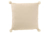 Beiges Polyester-Kissen mit Bommeln