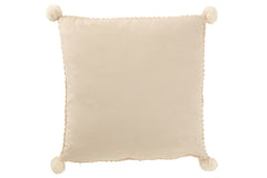 Beiges Polyester-Kissen mit Bommeln