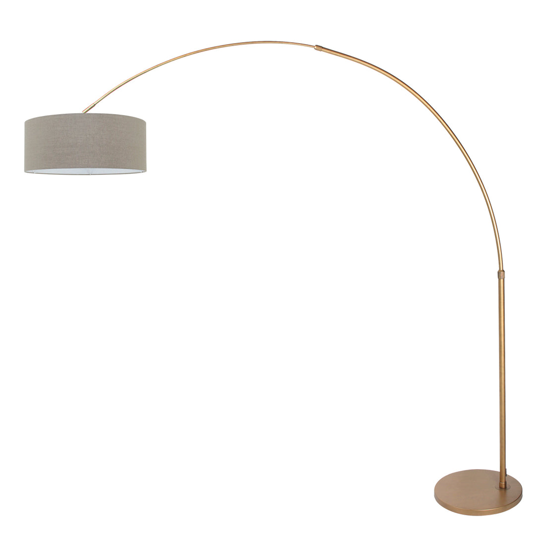 Bogenstehleuchte Taupe, Leinenschirm Ø 48 cm goldfarben | Aréa
