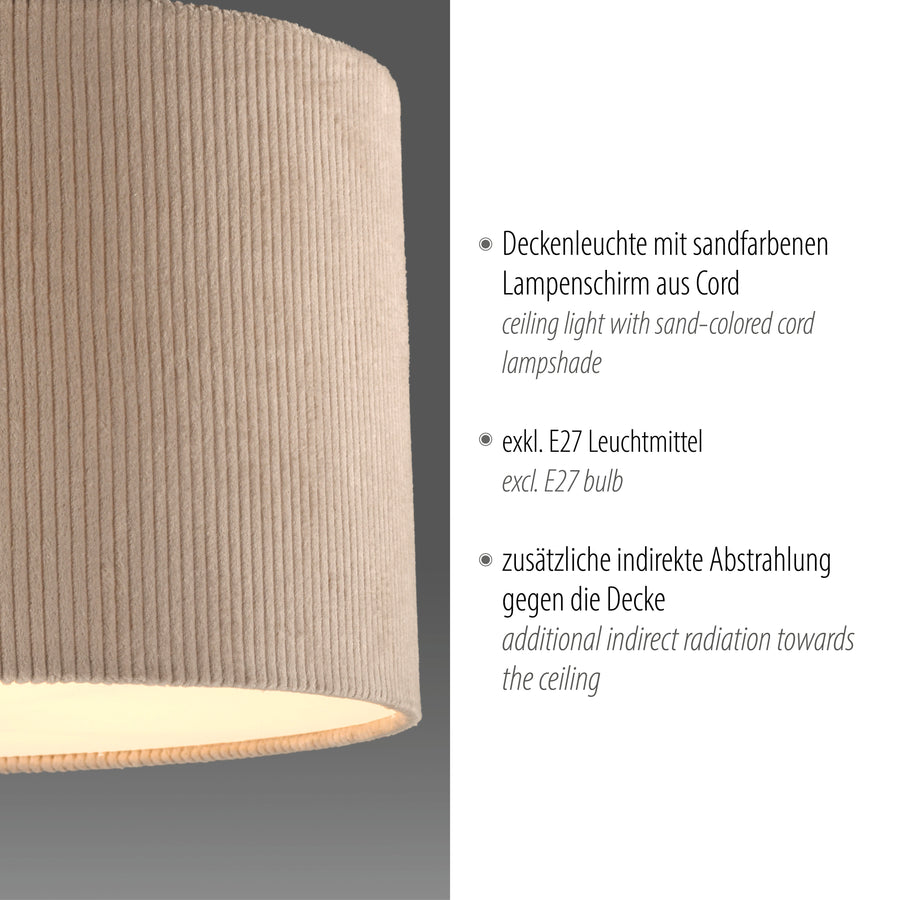 Gros plan sur la texture côtelée et le texte descriptif allemand du produit