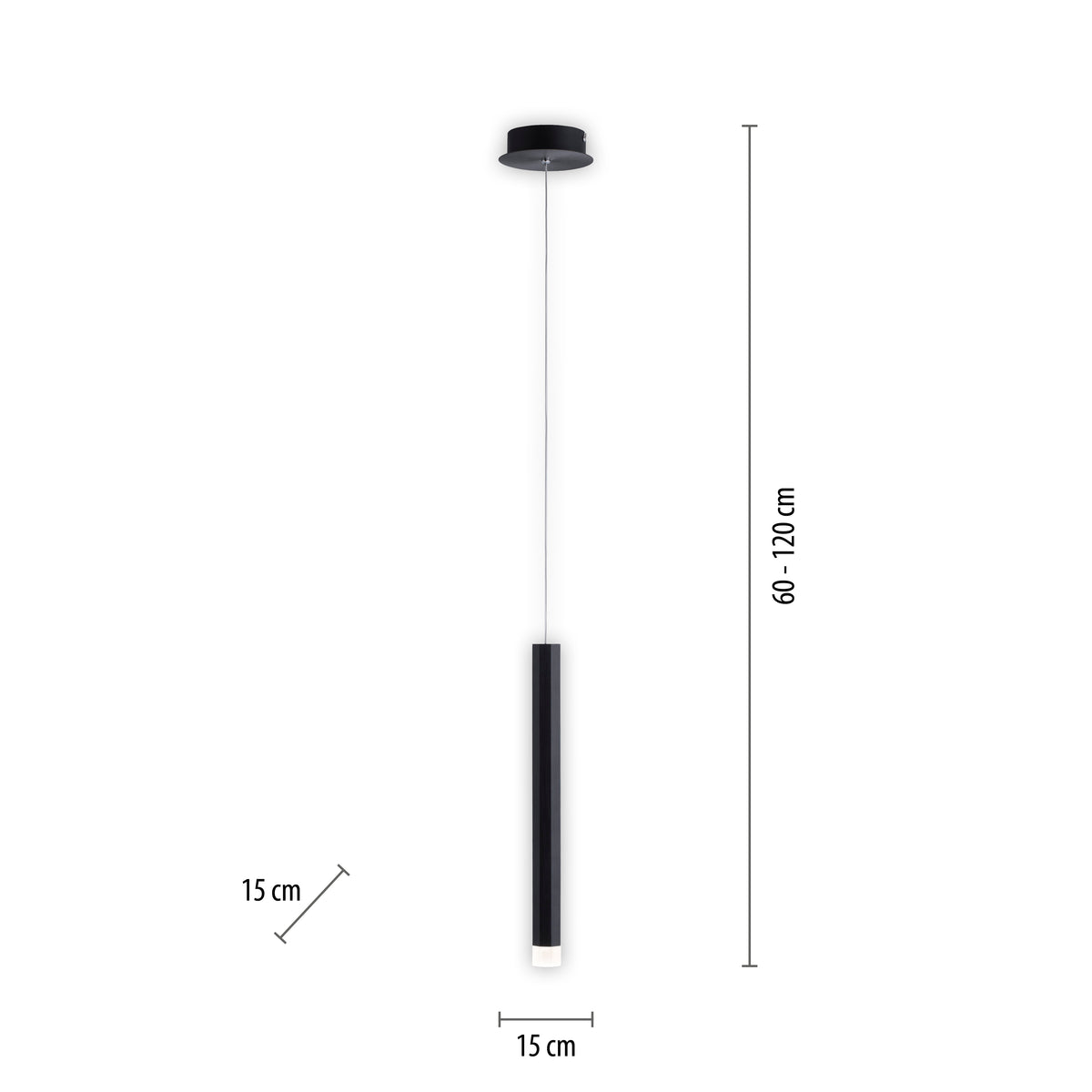 Suspension Bruno noire, H 15 cm