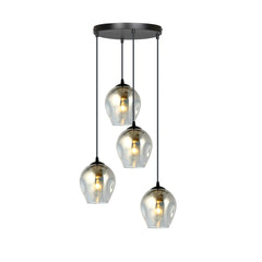 Hängeleuchte Istar, 4-flammig, schwarz, Glas graphit