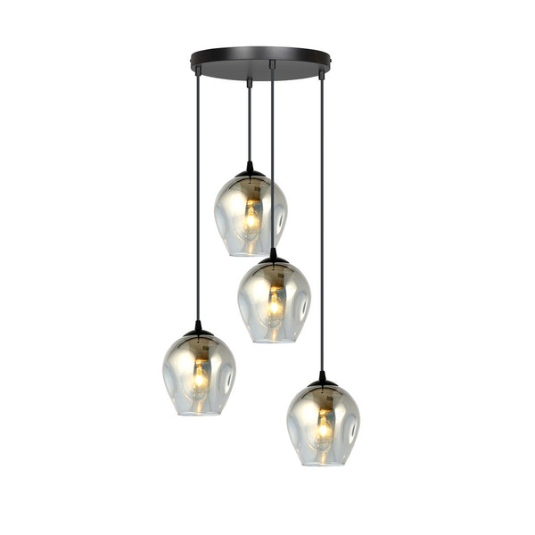 Hängeleuchte Istar, 4-flammig, schwarz, Glas graphit