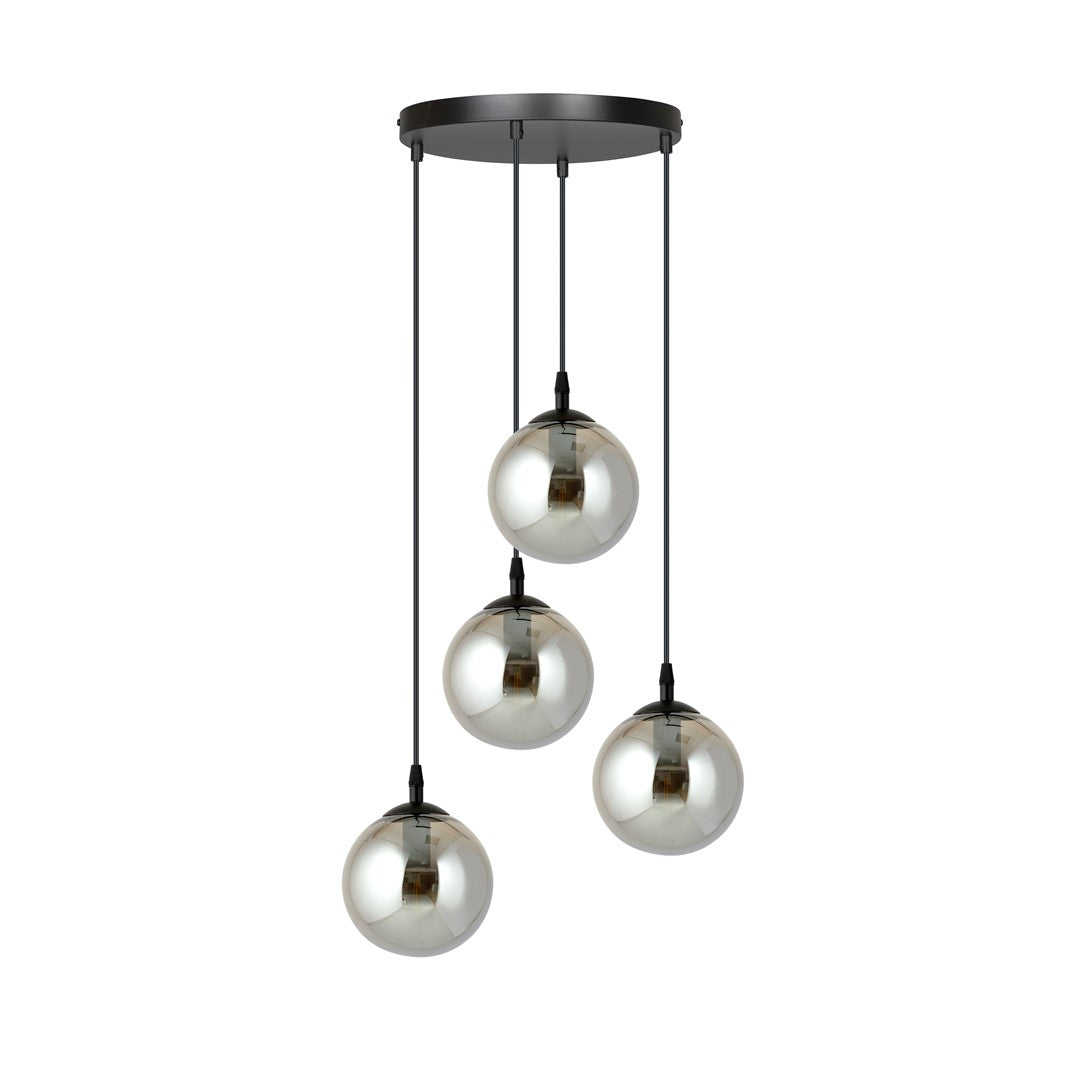 Second angle produit montrant boules de verre fumé graphite et câbles noirs fins