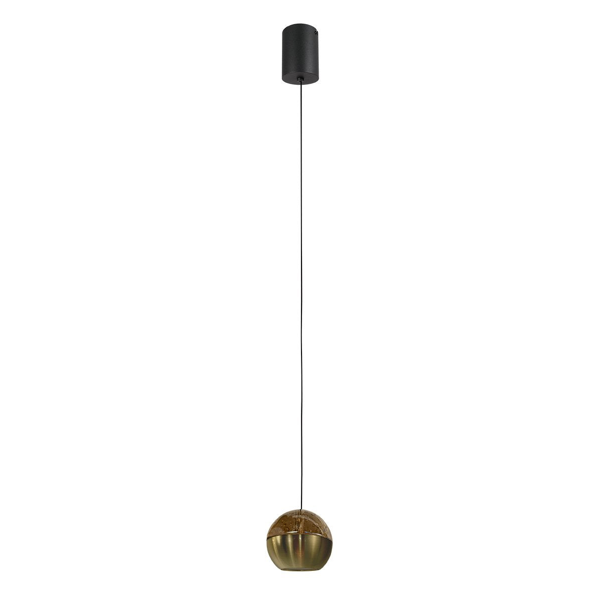 Vue de face du globe doré suspendu, légère variation d'angle et de lumière
