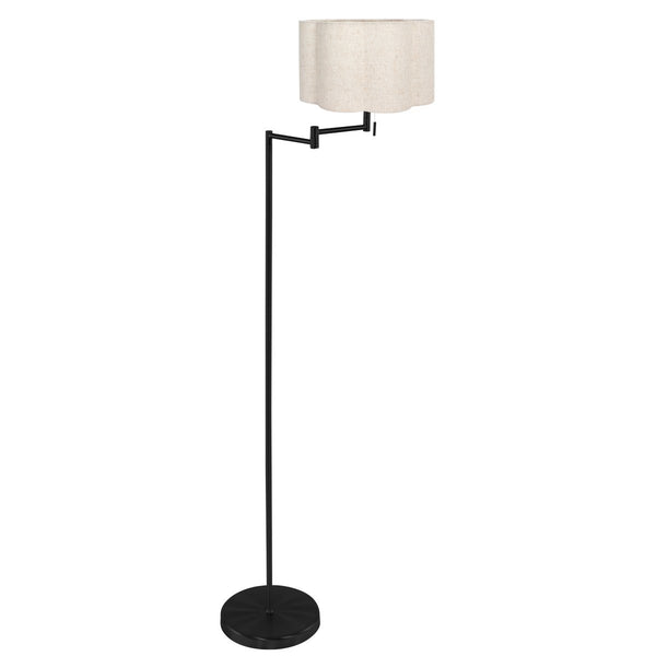 Lampadaire FloraWave noir, abat-jour crème clair Ø30 cm