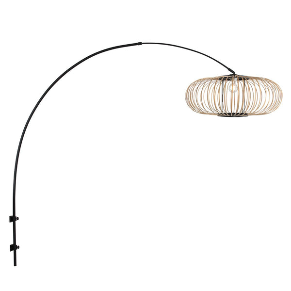 Applique murale Sparkled Light noir, abat-jour en bambou Ø60 cm