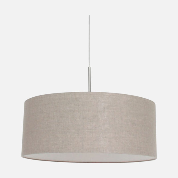 Suspension lin gris, abat-jour tambour acier réglable Ø 50 cm | Sparkled