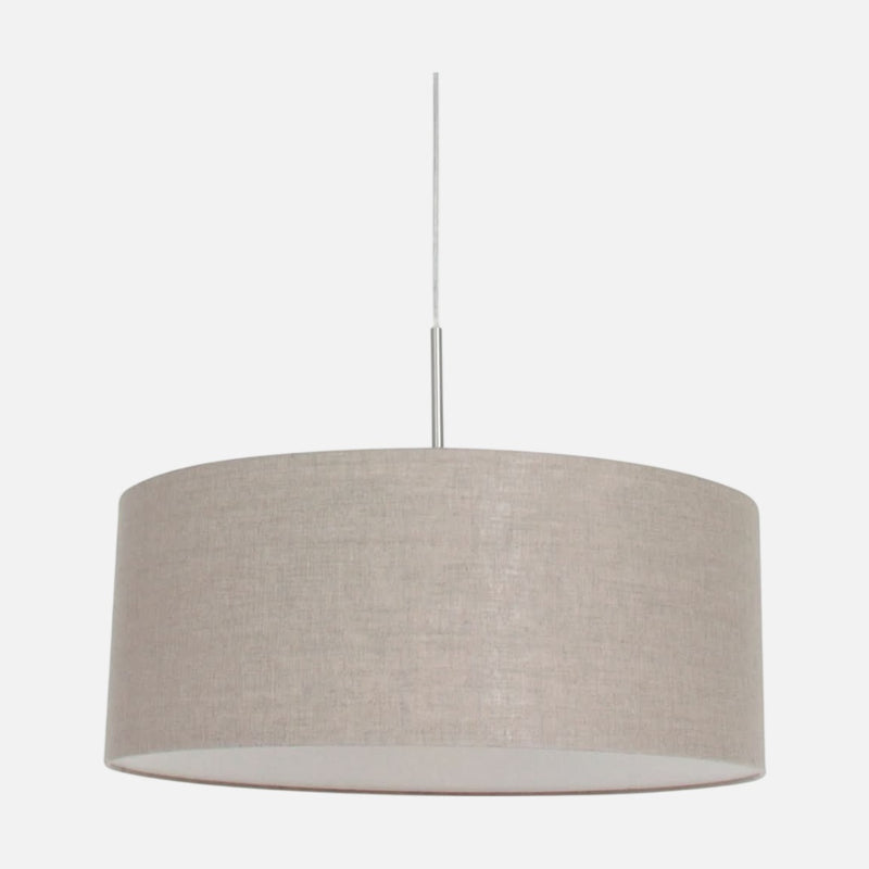 Suspension lin gris, abat-jour tambour acier réglable Ø 50 cm | Sparkled