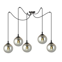 Gigi 5-flammige Pendelleuchte schwarz, Graphitglas