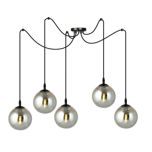 Gigi 5-flammige Pendelleuchte schwarz, Graphitglas