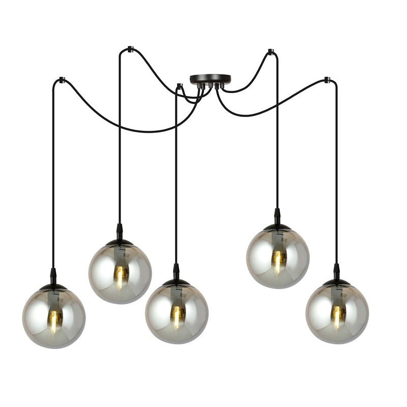 Gigi 5-flammige Pendelleuchte schwarz, Graphitglas