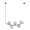 Suspension Ritz 5 lumières noire, verre graphite