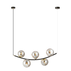 Suspension Ritz 5 lumières noire, verre graphite