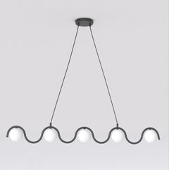Hängeleuchte Sinus schwarz, Opalglas