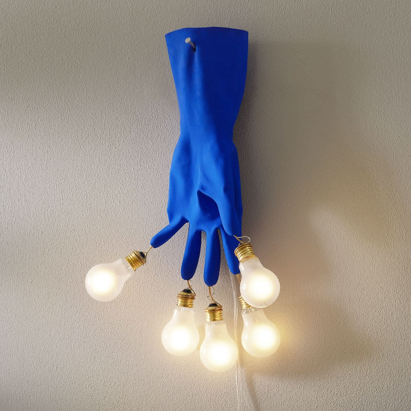 Applique murale Luzy en laiton, bleu, 5 lumières, hauteur 50 cm
