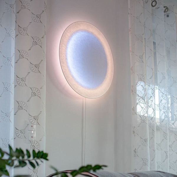 Applique murale LED Moodmoon en papier, blanc, Ø 60 cm