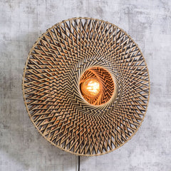 Applique murale Bali en bambou, crème et noir, Ø 60 cm