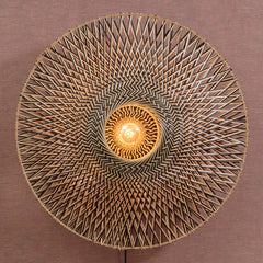 Applique murale Bali en bambou, crème et noir, Ø 87 cm