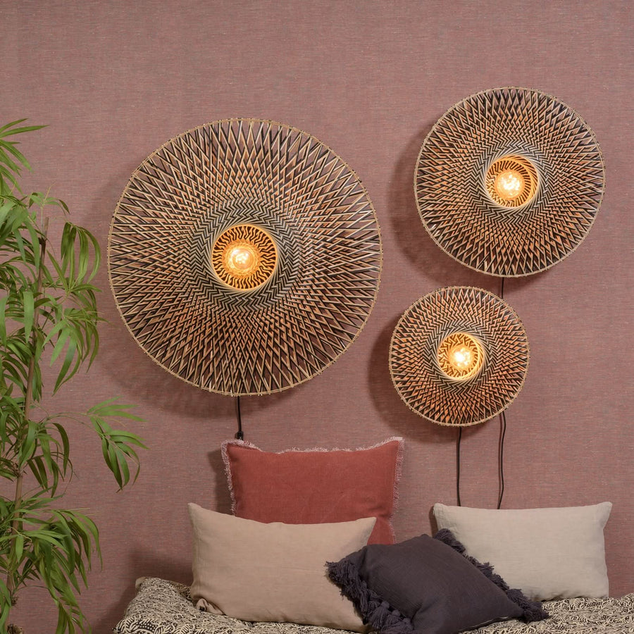 Applique murale Bali en bambou, crème et noir, Ø 87 cm