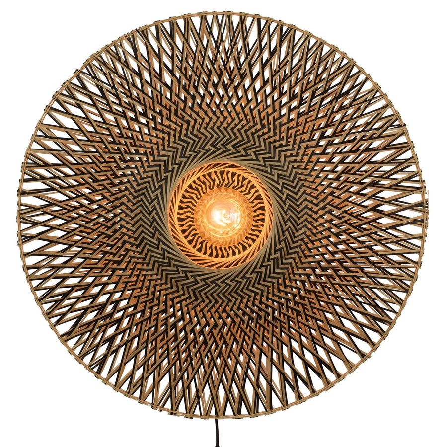Applique murale Bali en bambou, crème et noir, Ø 87 cm