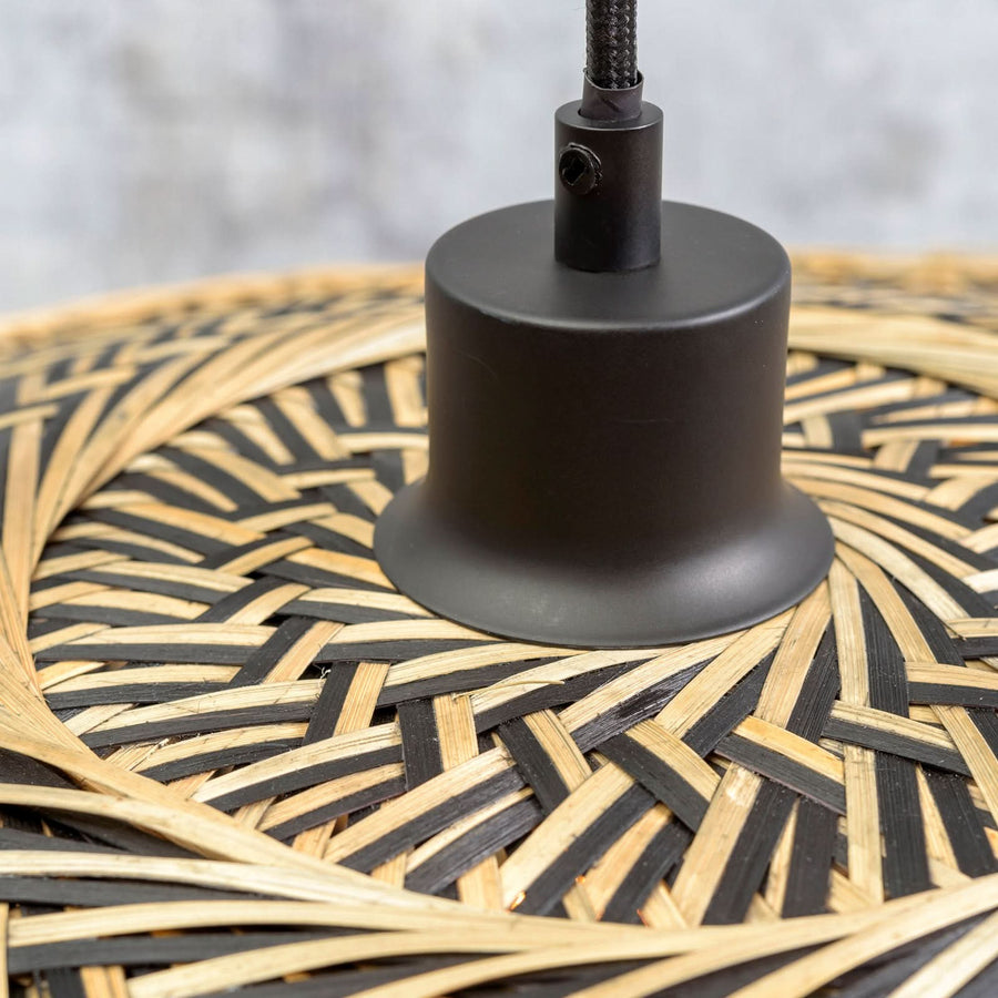 Applique murale Bali en bambou, crème et noir, hauteur 43 cm