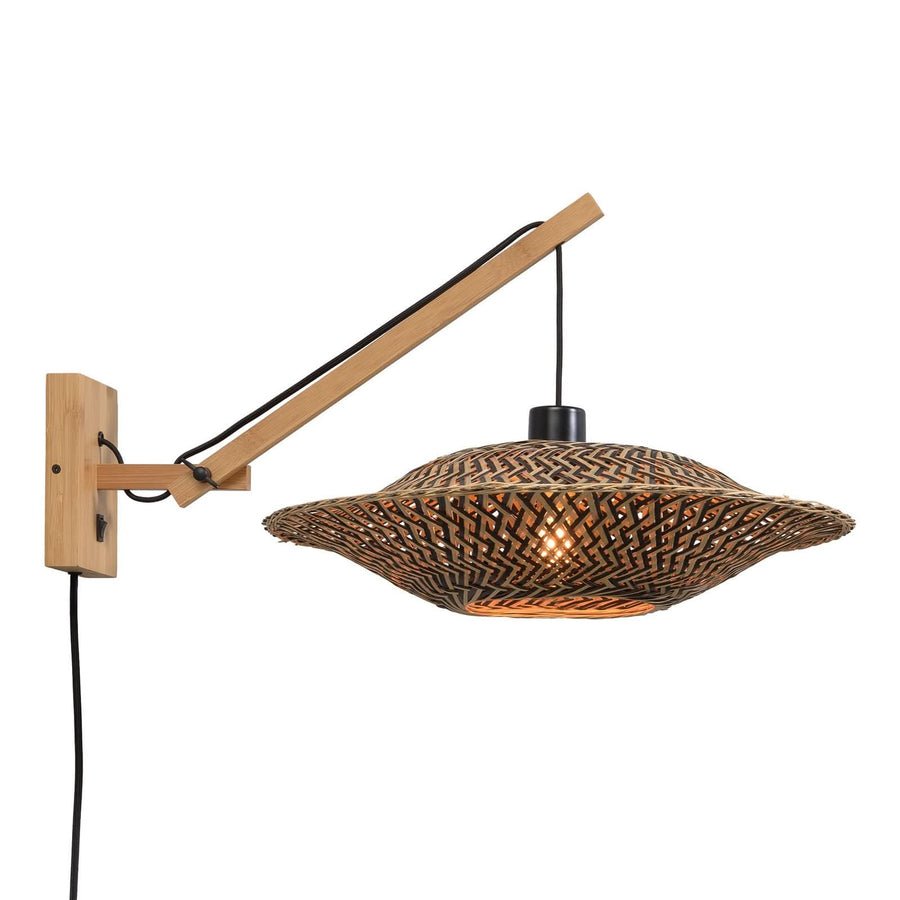 Applique murale Bali en bambou, crème et noir, hauteur 43 cm