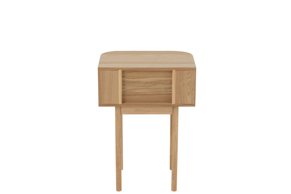 Nachttisch aus Holz, abgerundet